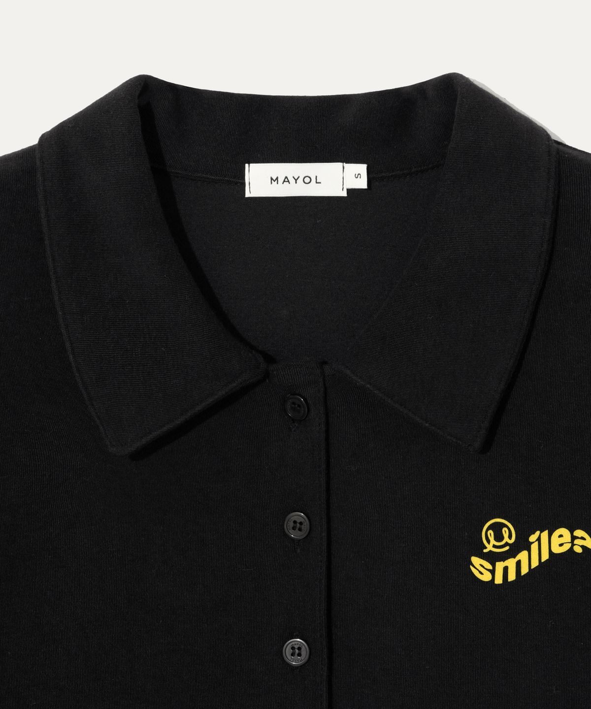 마욜(MAYOL) 프린트 테리 반소매 폴로 가디건_블랙