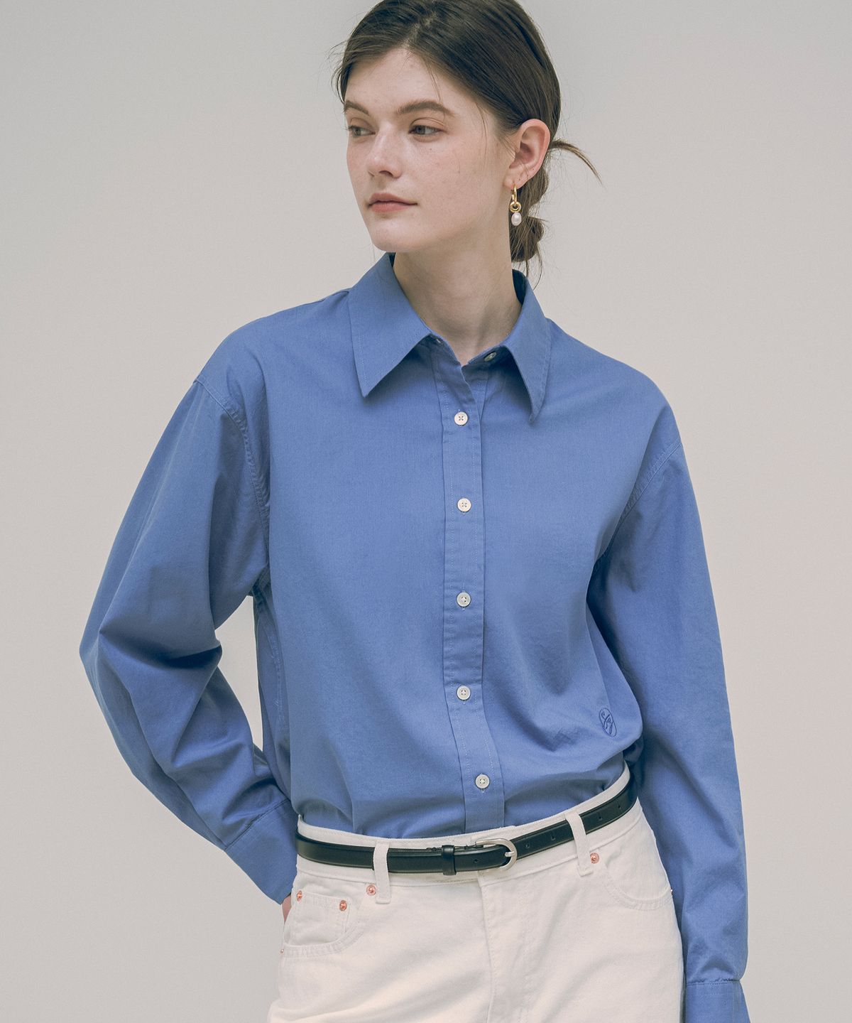시야쥬(SIYAZU) SITP5088 Loosefit silky oxford shirt_Deep blue