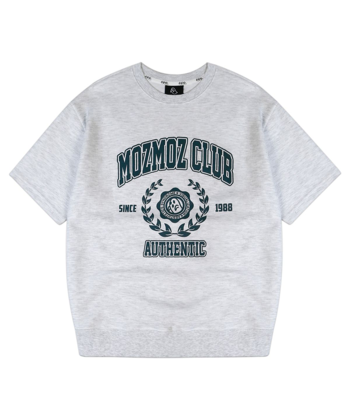 모즈모즈(MOZMOZ) 로럴 반팔 오버핏 맨투맨 백메란지