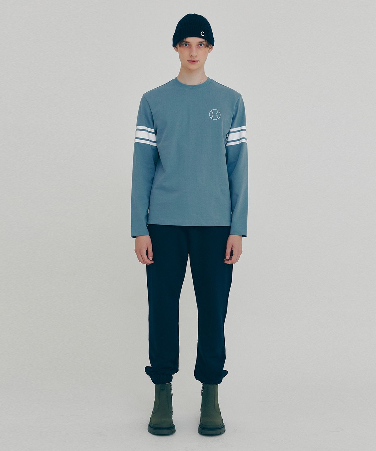 클로브(CLOVE) [FW21 clove] Baseball Sleeve T-Shirt (Blue)