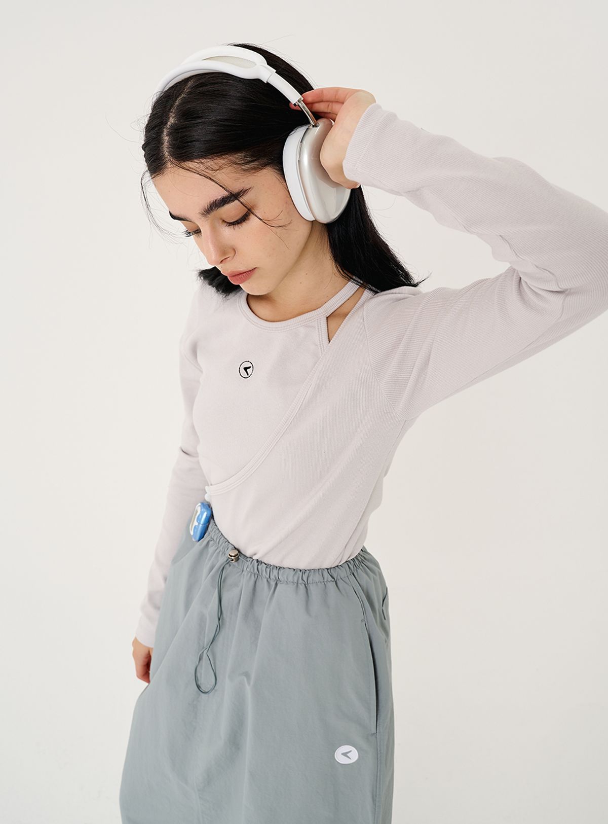 인터레스트(INTEREST) HALTER LAYERED TOP_GRAY