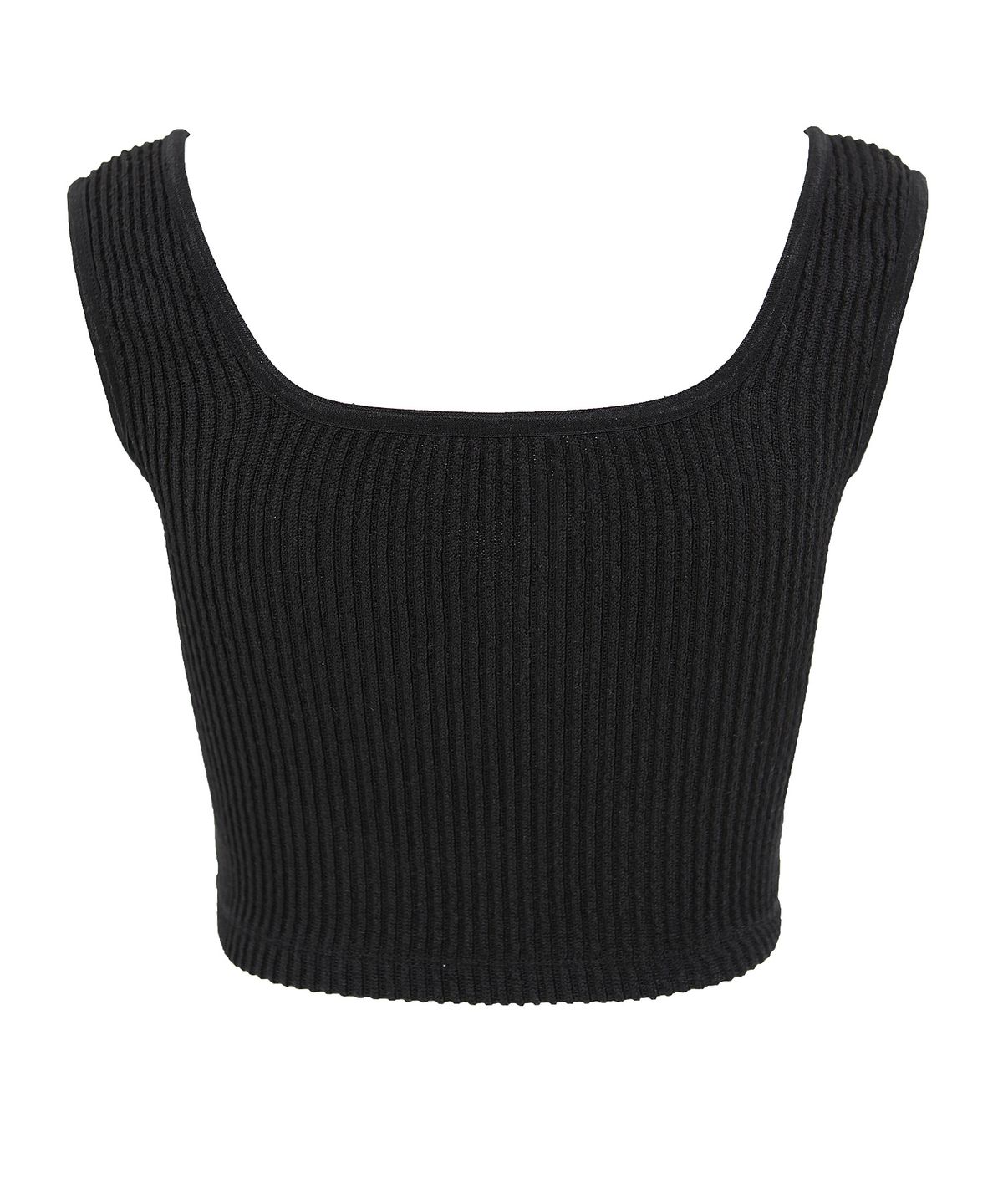 플라즈마스페어(PLASMA SPHERE) SPACE TOP IN BLACK(크롭 니트 슬리브리스)