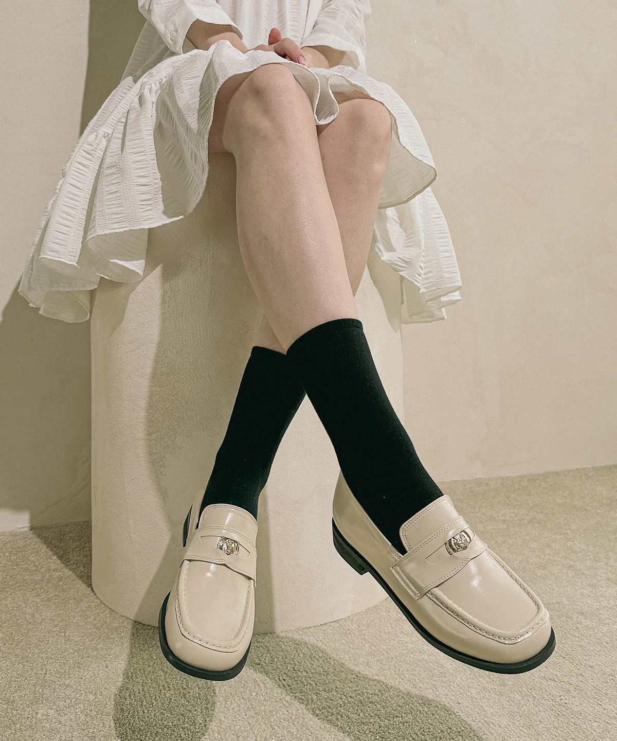 마크모크(MAC MOC) Solid 3Color 스퀘어 포인트 페니로퍼 2.5Cm