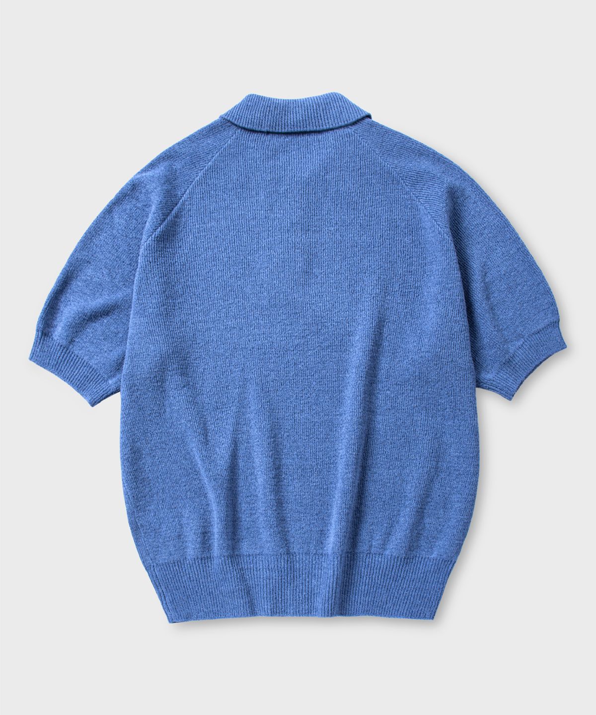 넌블랭크(NONBLANK) 래글런 하프 슬리브 칼라 니트_MELANGE BLUE