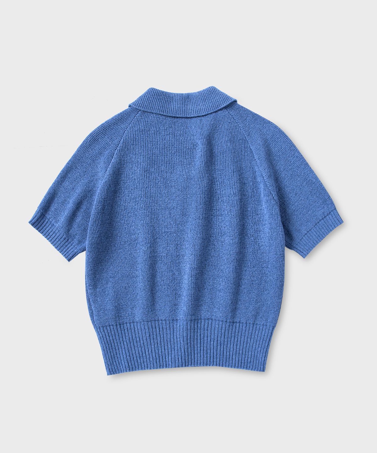 넌블랭크(NONBLANK) 래글런 하프 슬리브 칼라 니트_MELANGE BLUE