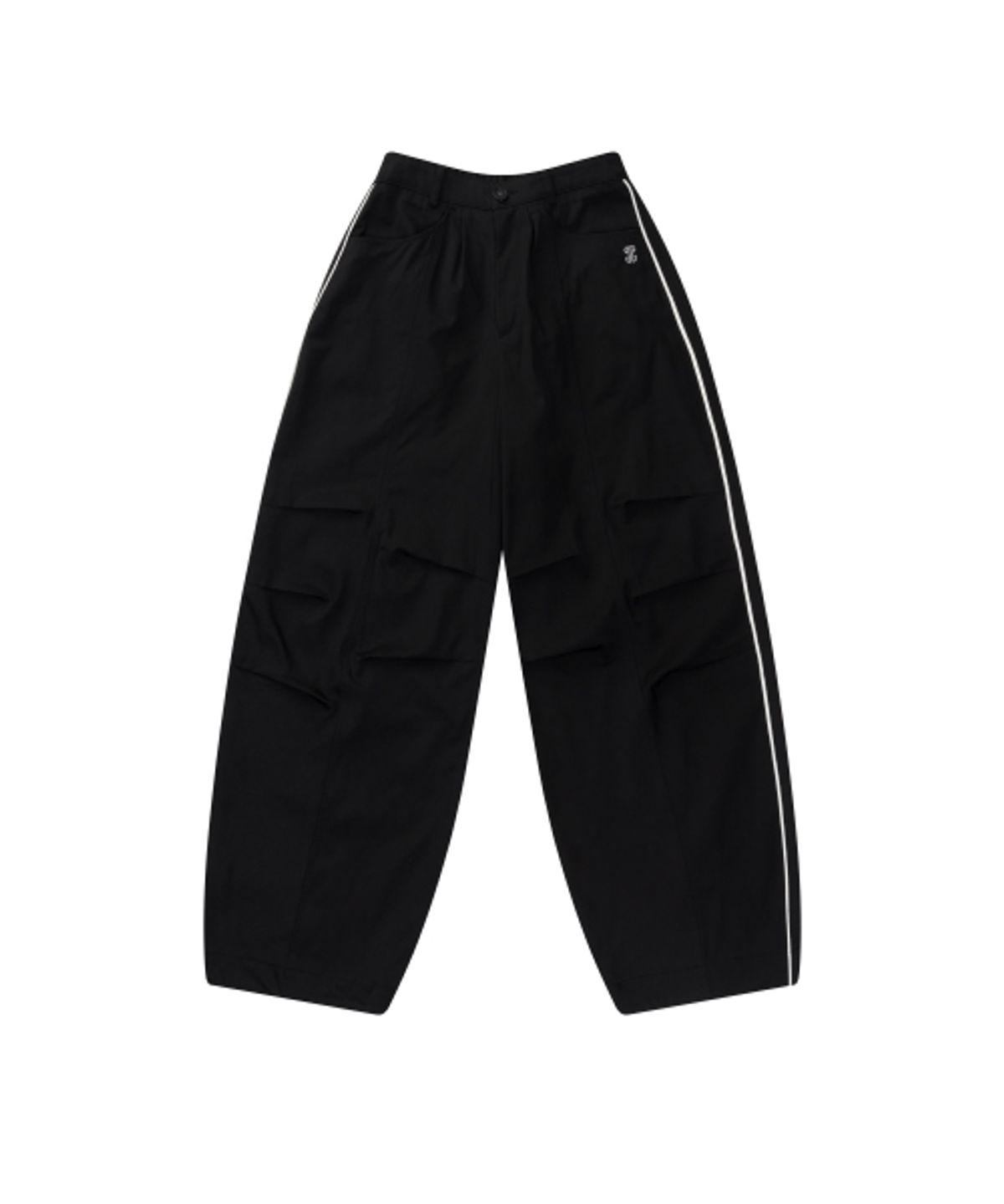 이우가마카라스(IUGAMAKARAS) Piping Pin-Tuck Pants (Black)