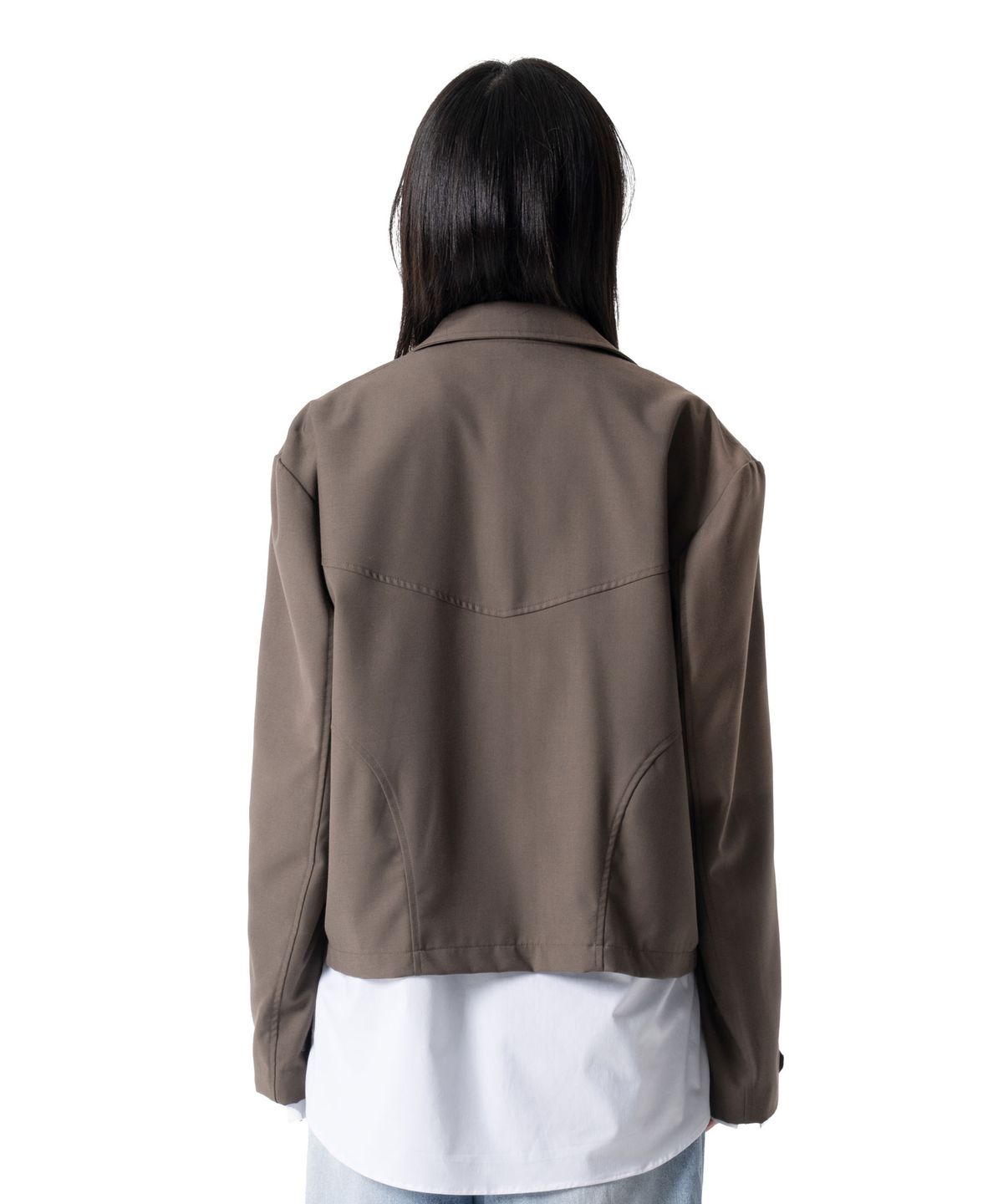 이우가마카라스(IUGAMAKARAS) Hem Button Crop Jacket (Brown)