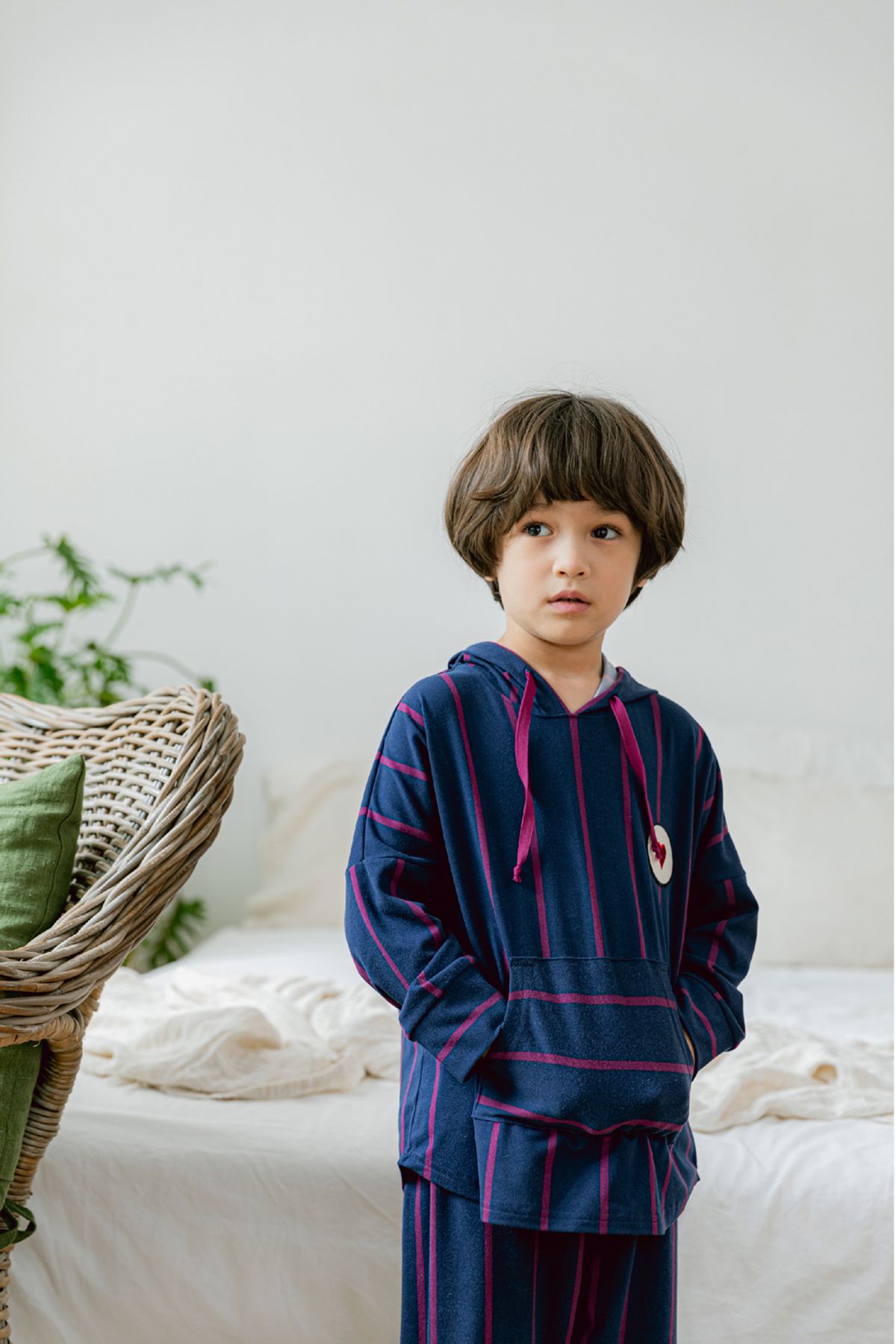 루루삐에르(LOULOU PIERRE) 미드나잇 스트라이프 후드 상하세트