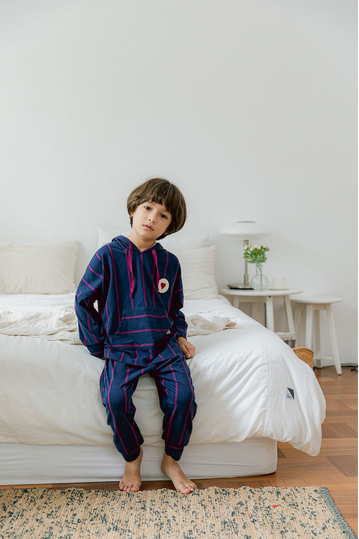 루루삐에르(LOULOU PIERRE) 미드나잇 스트라이프 후드 상하세트