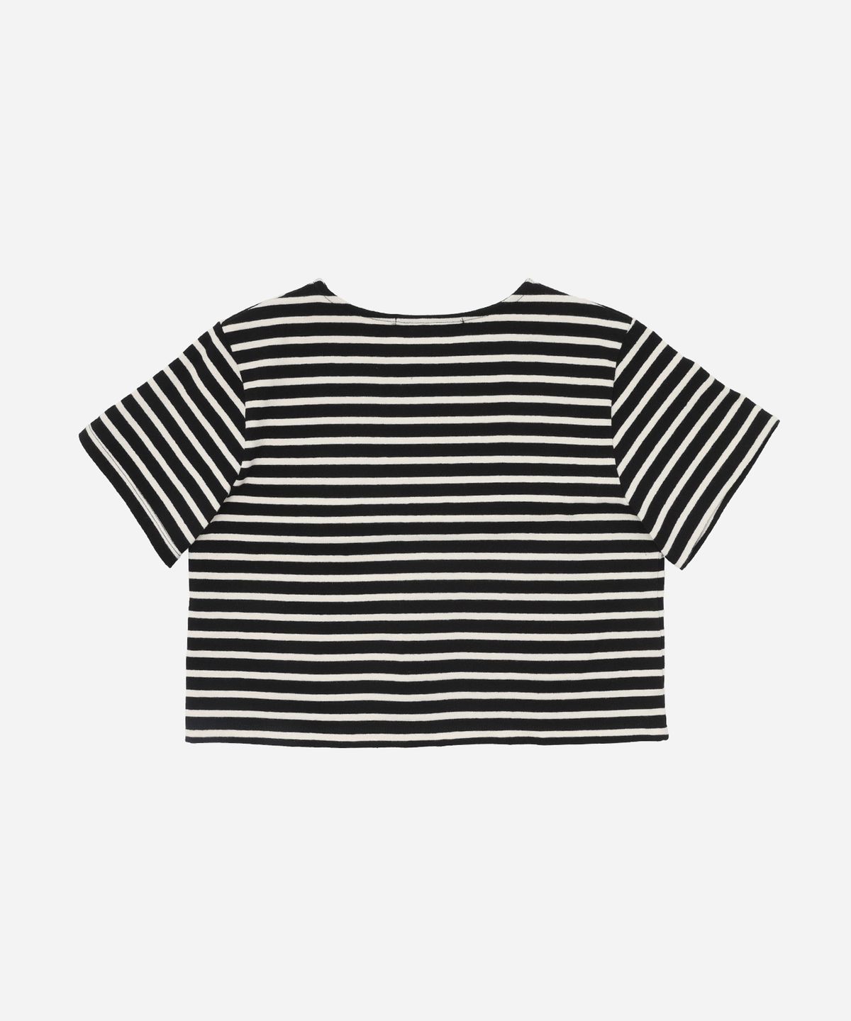 솔트앤초콜릿(SALT AND CHOCOLATE) SAC 스트라이프 오버핏 크롭 티셔츠 블랙 4W2311003