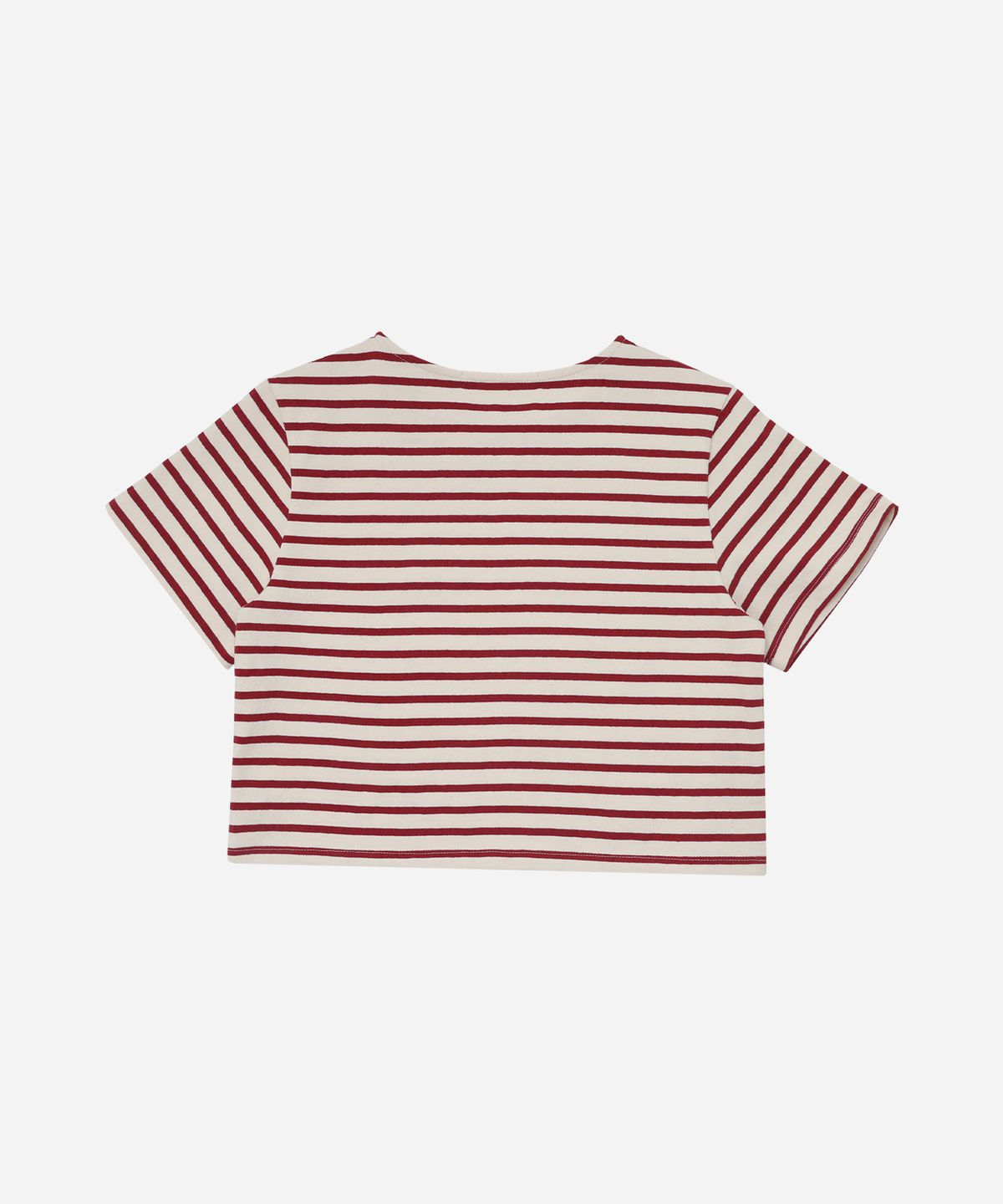 솔트앤초콜릿(SALT AND CHOCOLATE) SAC 스트라이프 오버핏 크롭 티셔츠 와인 4W2311003