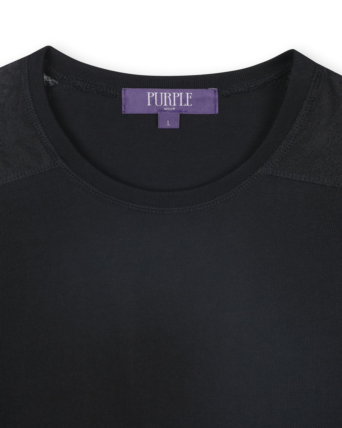 비슬로우(BESLOW) MESH COMBI T-SHIRTS BLACK