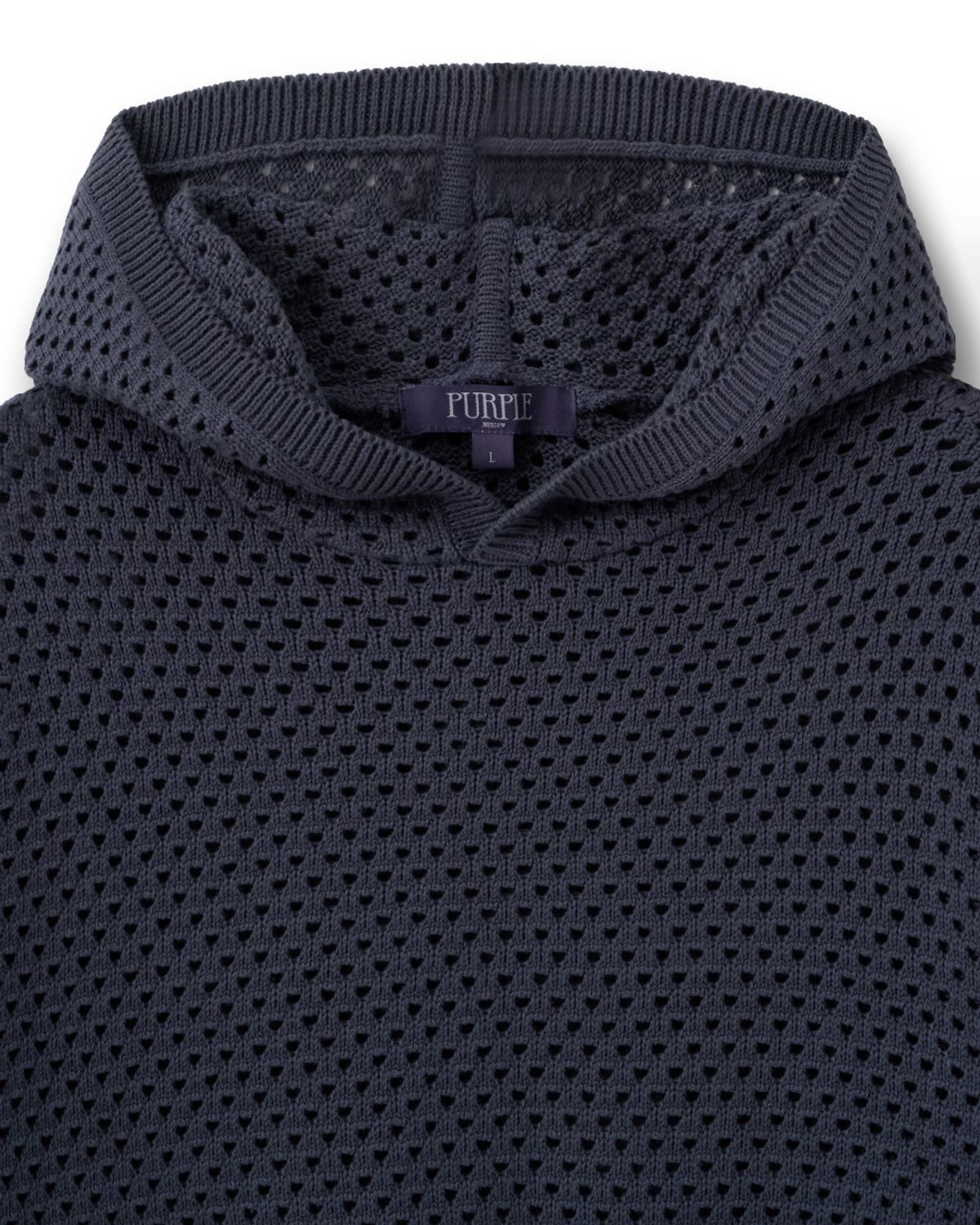 비슬로우(BESLOW) PUNCHING NET HOODED KNIT VIOLET GREY