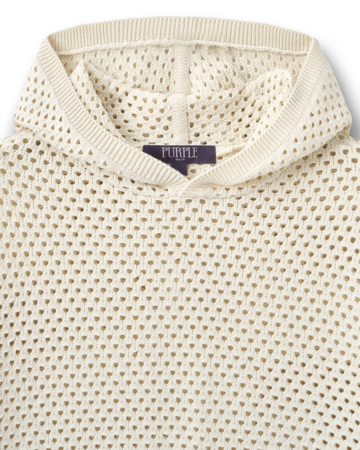 비슬로우(BESLOW) PUNCHING NET HOODED KNIT IVORY