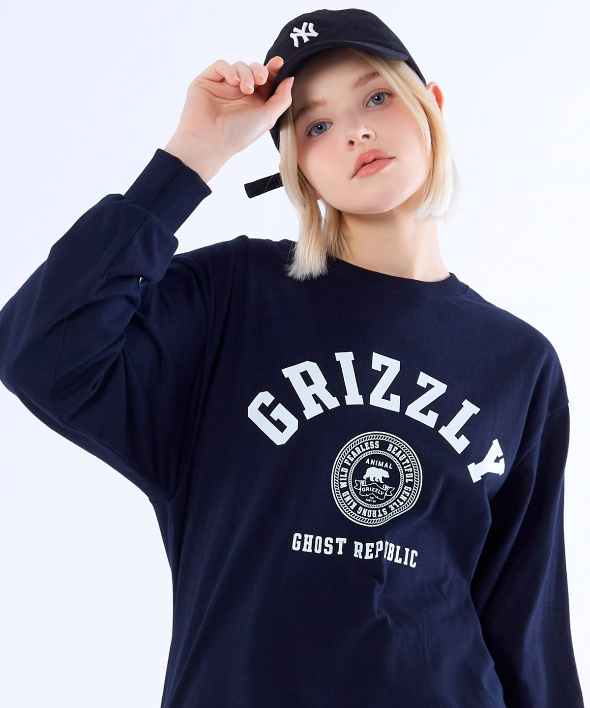 고스트리퍼블릭(GHOST REPUBLIC) GRIZZLY 클럽 오버핏 긴팔티 GLT-955