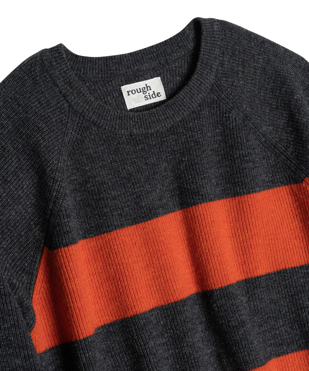 러프사이드(ROUGHSIDE) Stripe Knit Mandarin/Charcoal