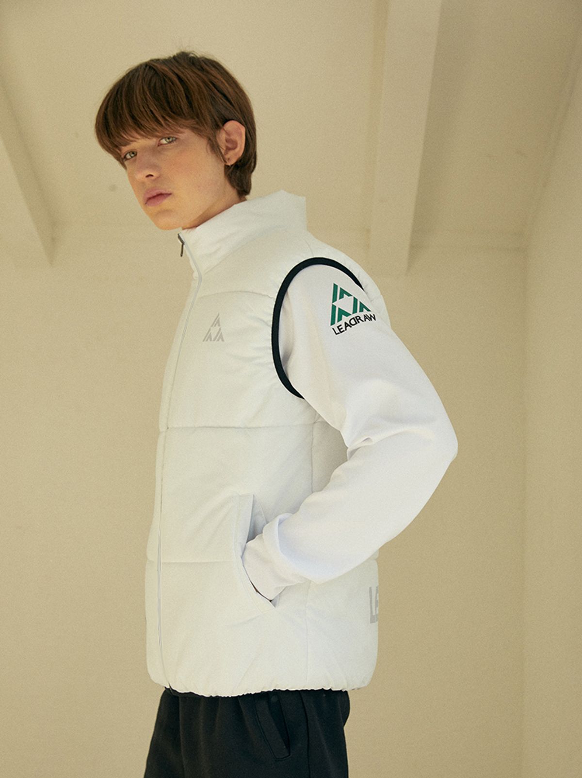 리드로(LEADRAW) Reversible Puffer Vest _ White