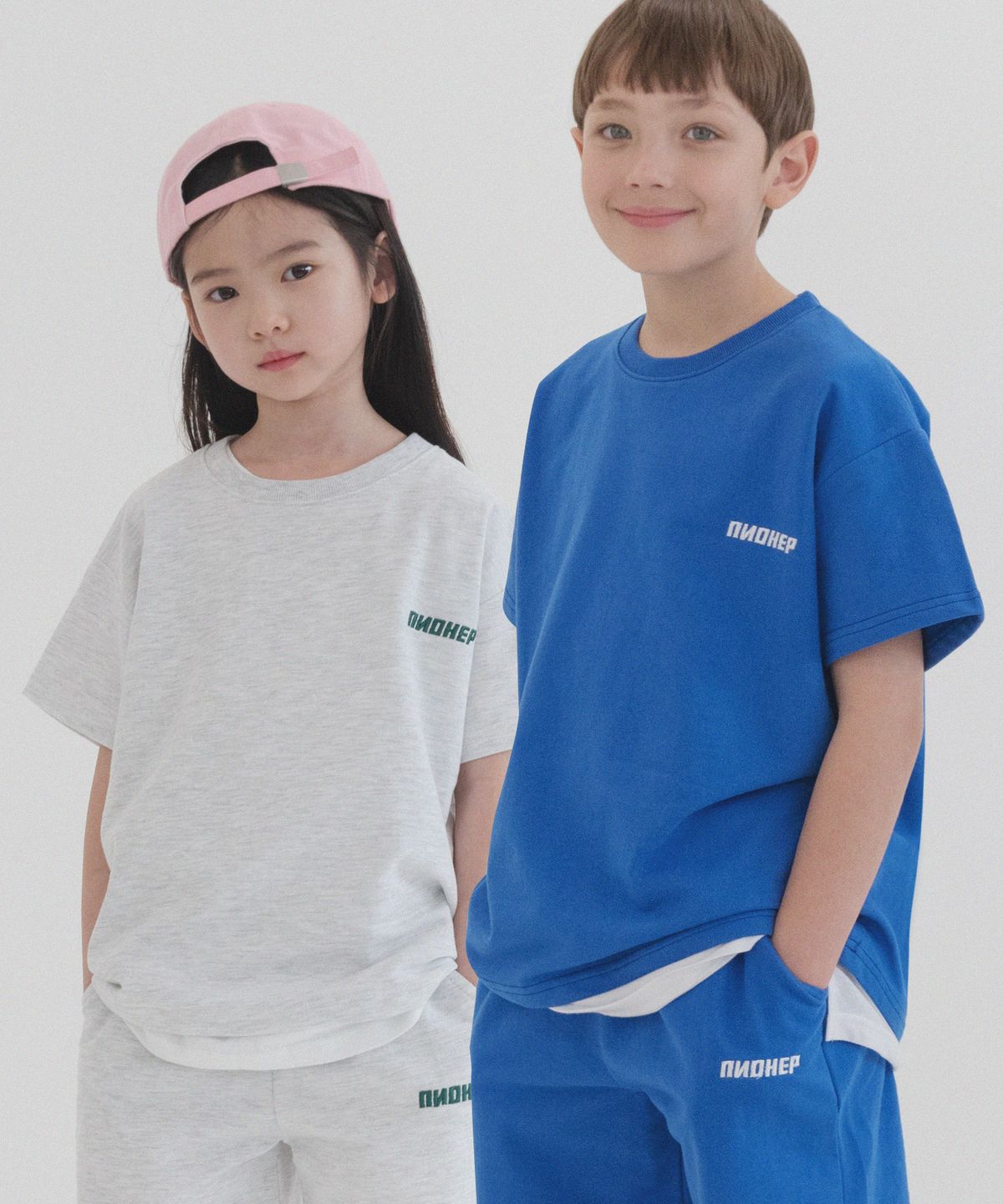 피아네르 키즈(PIANER KIDS) [2 PACK] 로고 자수 오버핏 반팔 (4color)