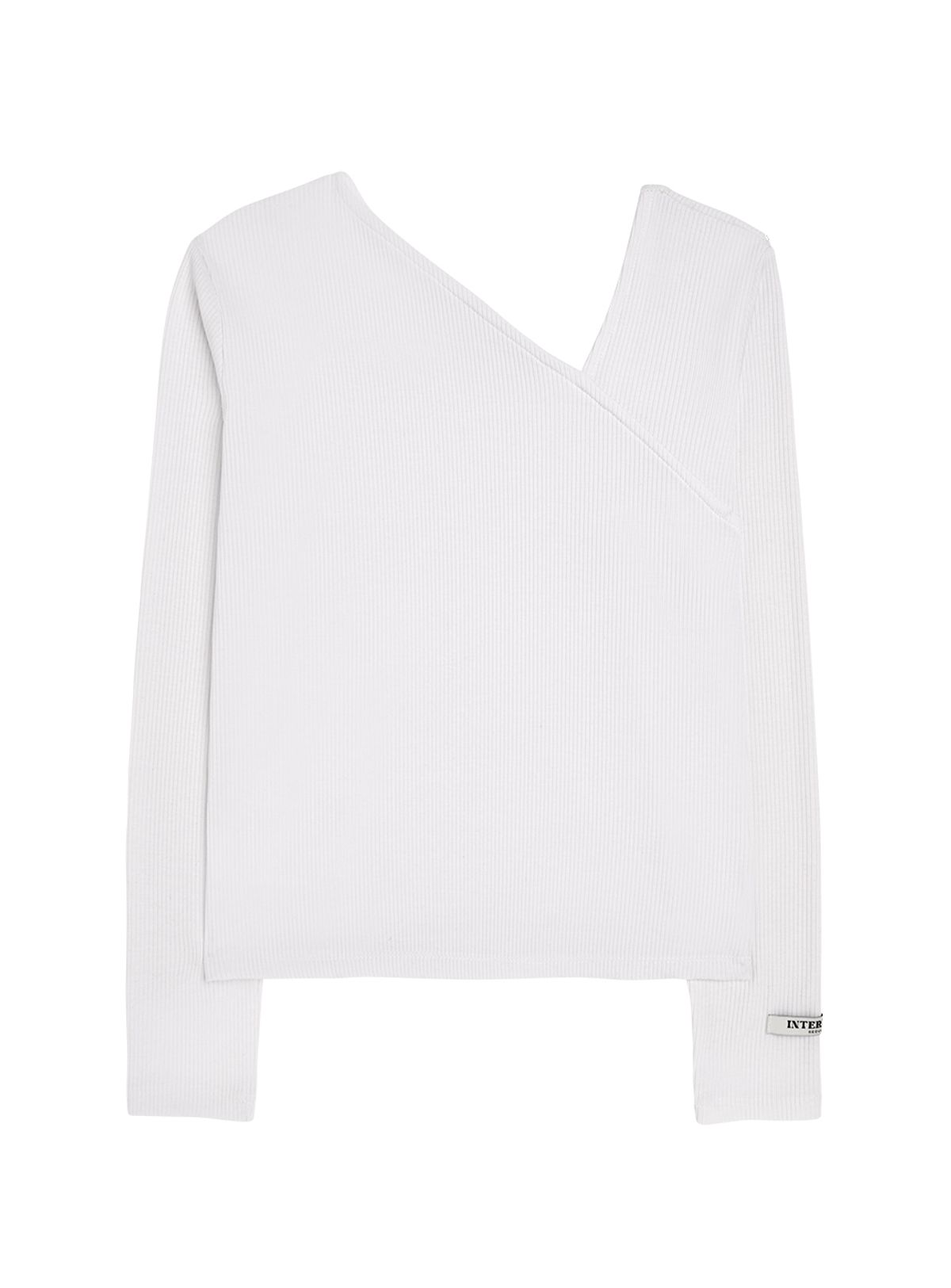 인터레스트(INTEREST) DIAGONAL LINE TOP_WHITE