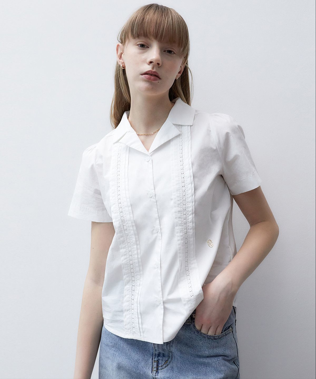 잇터(ITER) ELLY LACE PUFF BLOUSE_PINK
