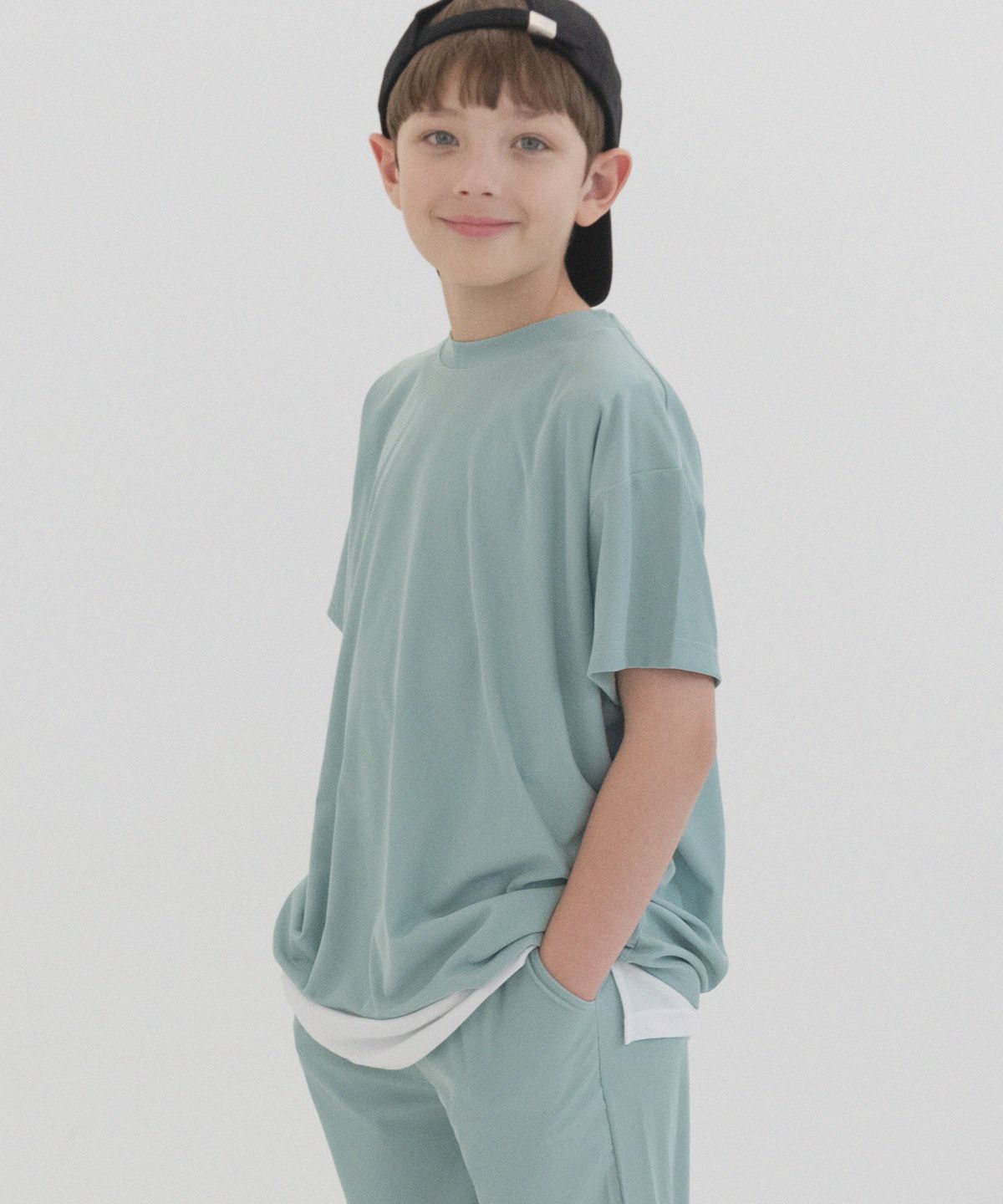 피아네르 키즈(PIANER KIDS) 스판 플리츠 오버핏 반팔 (민트)