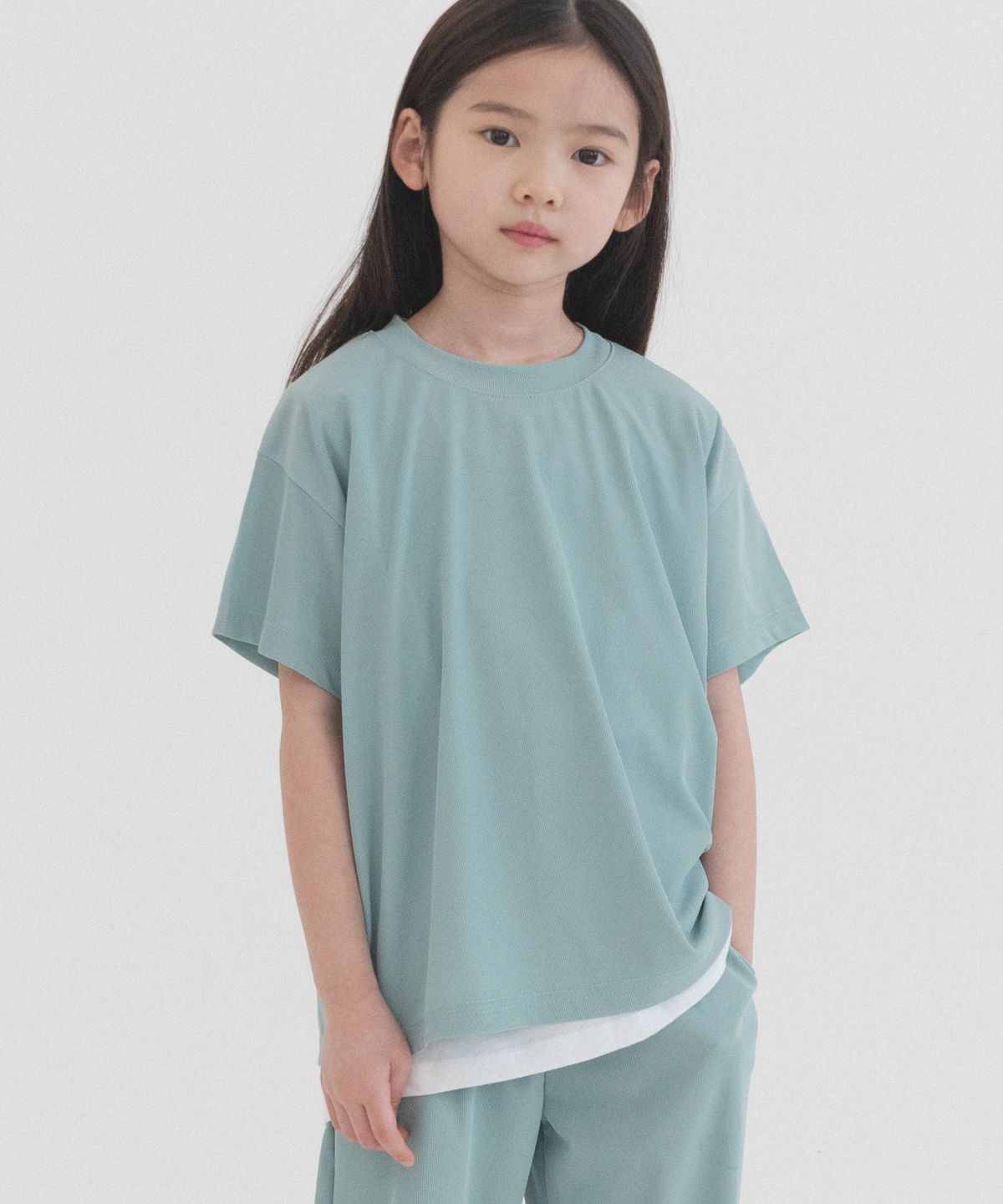 피아네르 키즈(PIANER KIDS) 스판 플리츠 오버핏 반팔 (민트)