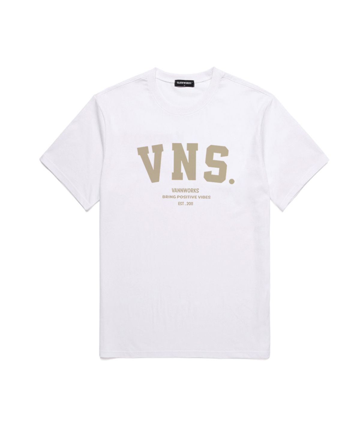밴웍스(VANNWORKS) VNS 아치 로고 반팔 티셔츠 (VS0010) 화이트_베이지