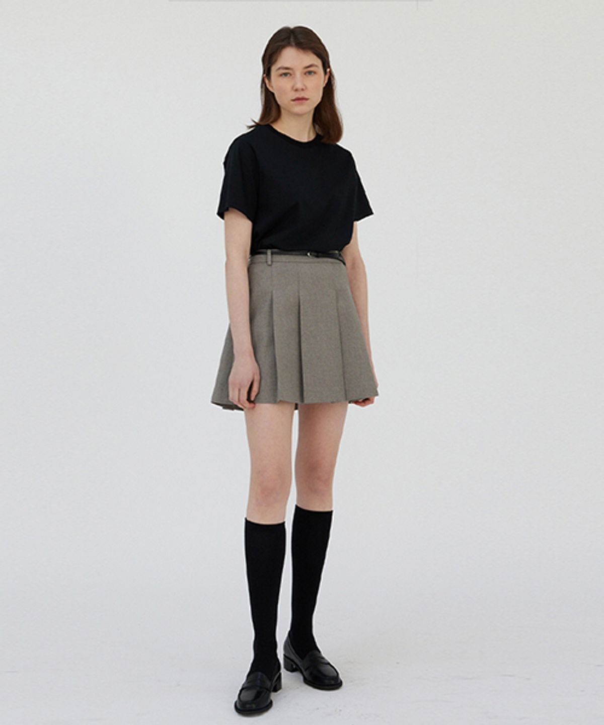 링서울(LINGSEOUL) pleated short skirt-gray
