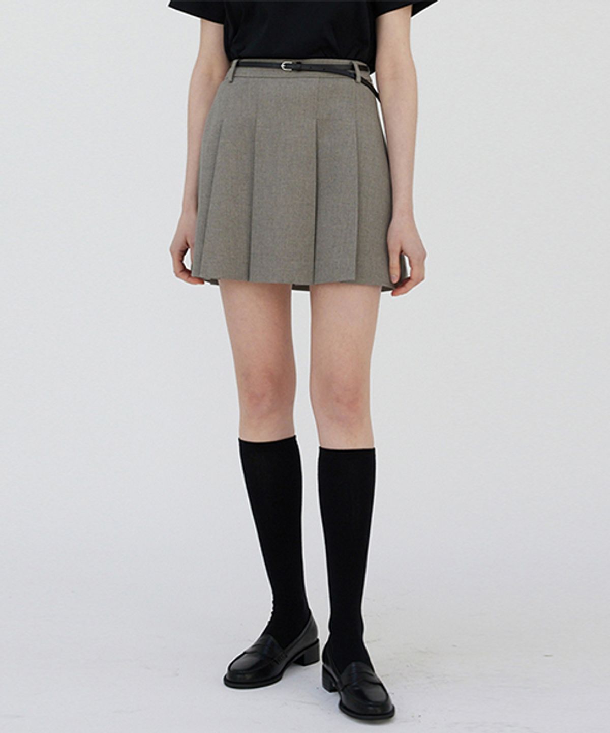 링서울(LINGSEOUL) pleated short skirt-gray