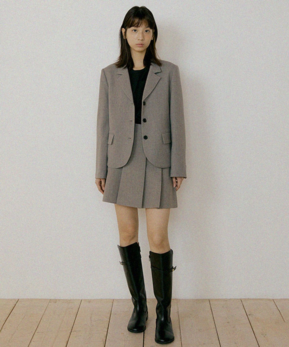링서울(LINGSEOUL) pleated short skirt-gray