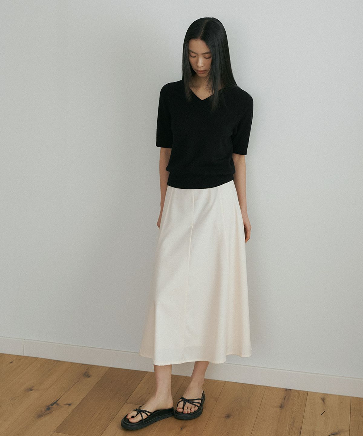 링서울(LINGSEOUL) flared long skirt-cream