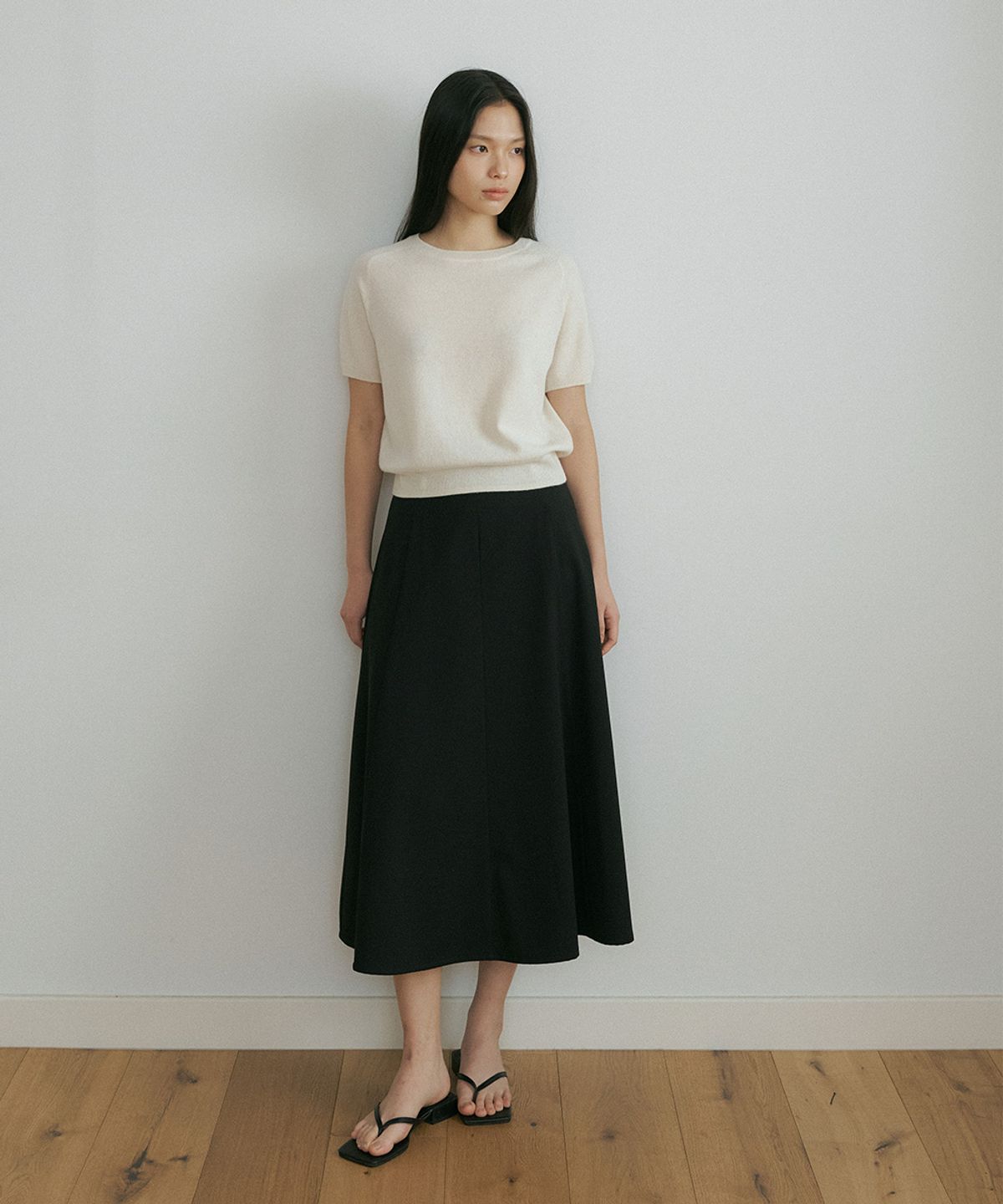 링서울(LINGSEOUL) flared long skirt-black
