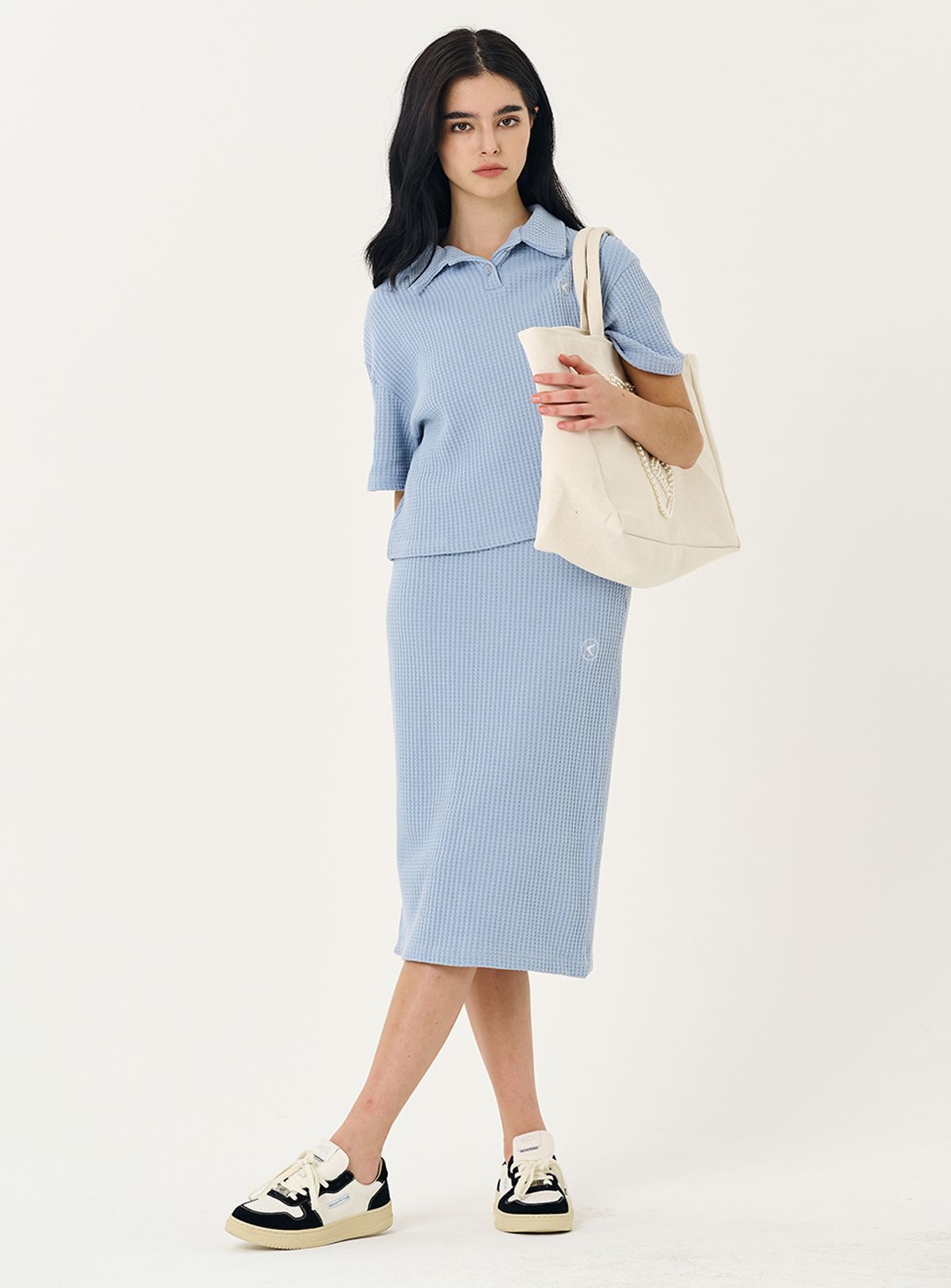 인터레스트(INTEREST) CROIFFLE BAND MIDISKIRT_BABY BLUE