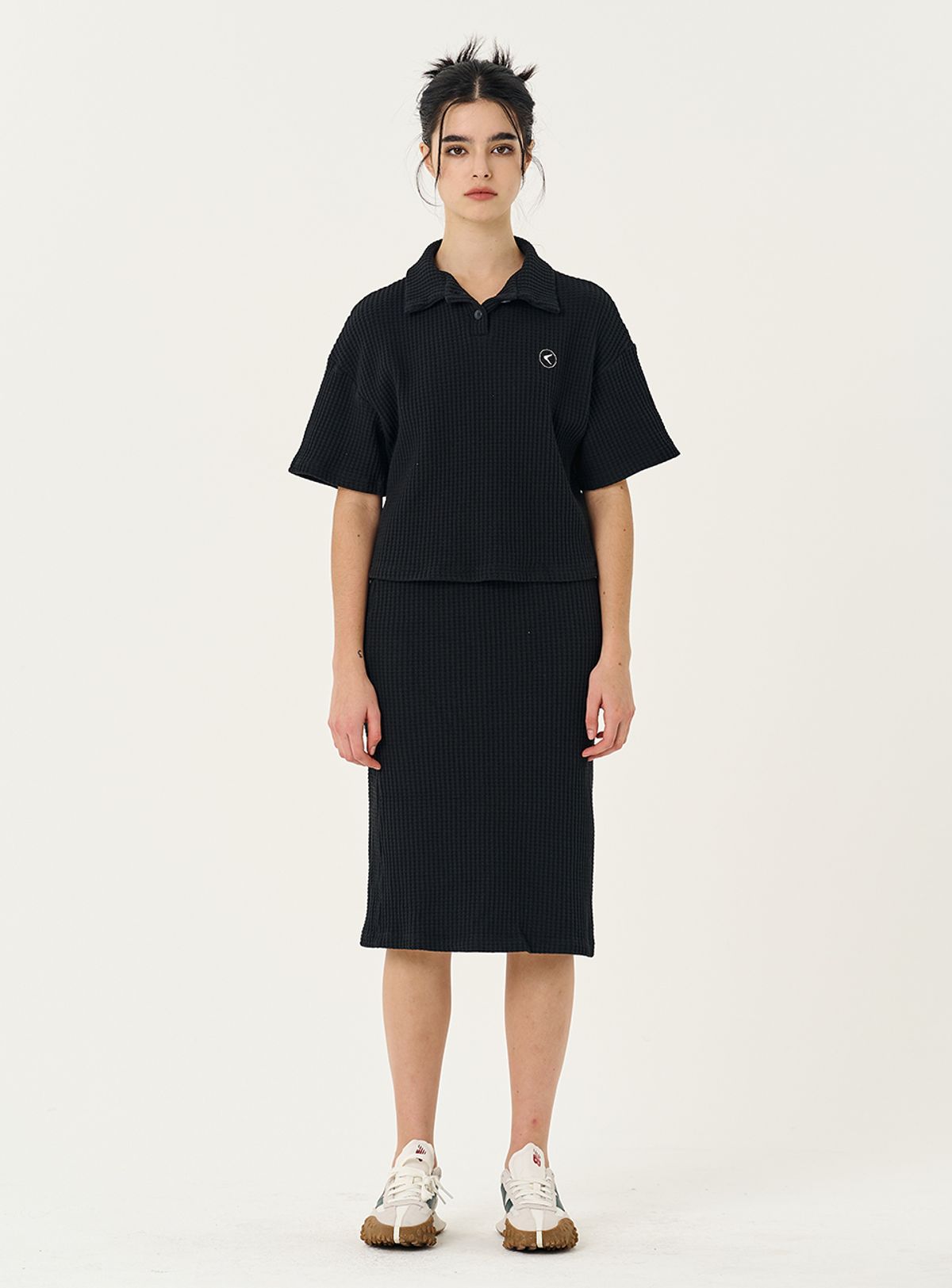 인터레스트(INTEREST) CROIFFLE BAND MIDISKIRT_BLACK