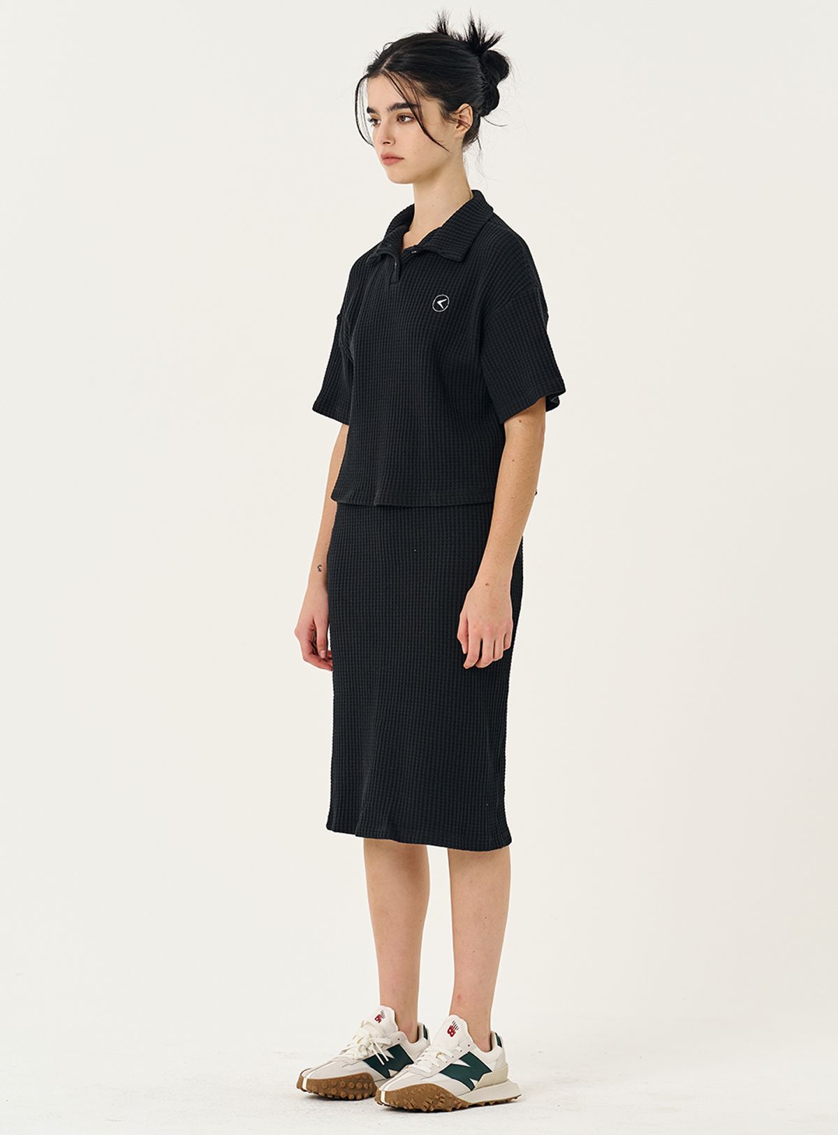 인터레스트(INTEREST) CROIFFLE BAND MIDISKIRT_BLACK