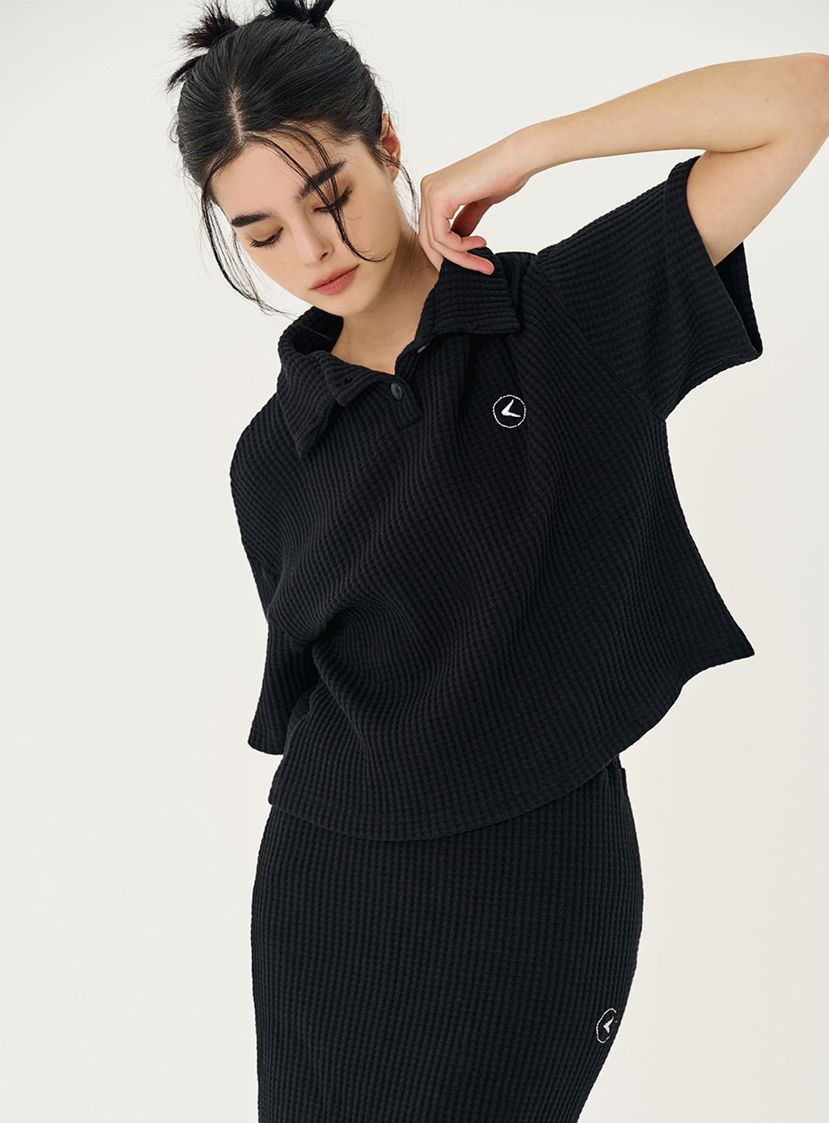 인터레스트(INTEREST) CROIFFLE POLO SHIRT_BLACK