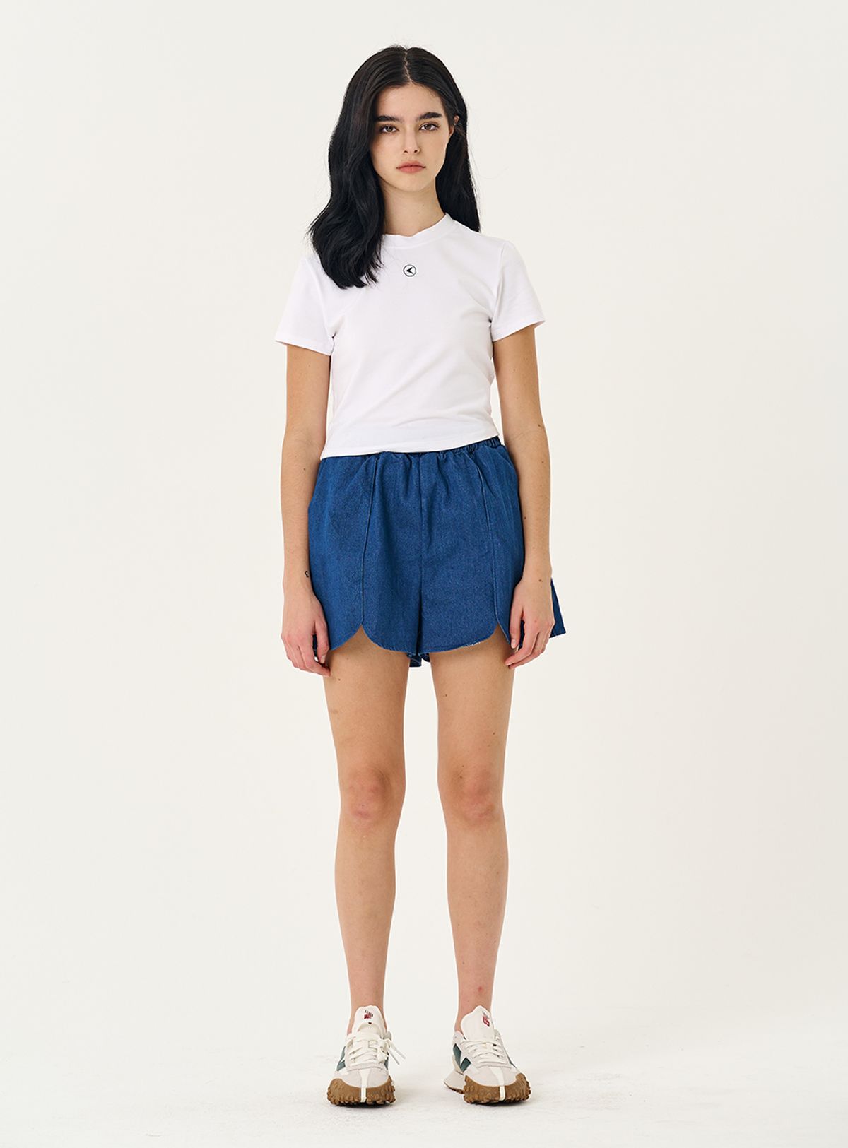 인터레스트(INTEREST) TULIP LINE DENIM SHORTS_BLUE