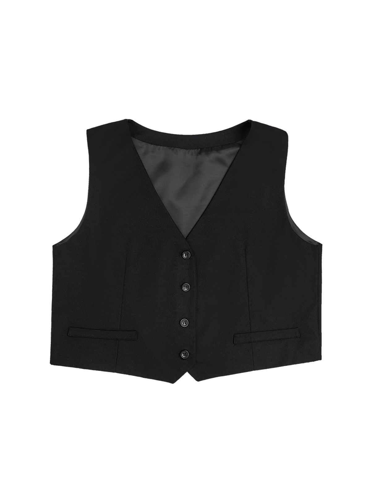 인터레스트(INTEREST) OVERFIT CROP VEST_BLACK