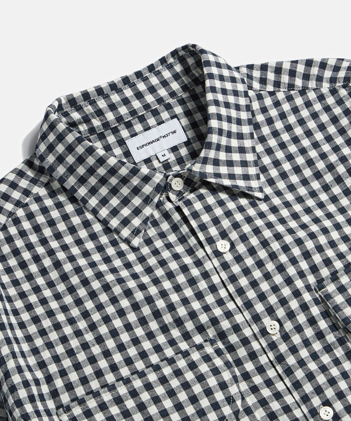 에스피오나지(ESPIONAGE) Double Pocket Gingham Shirt Navy
