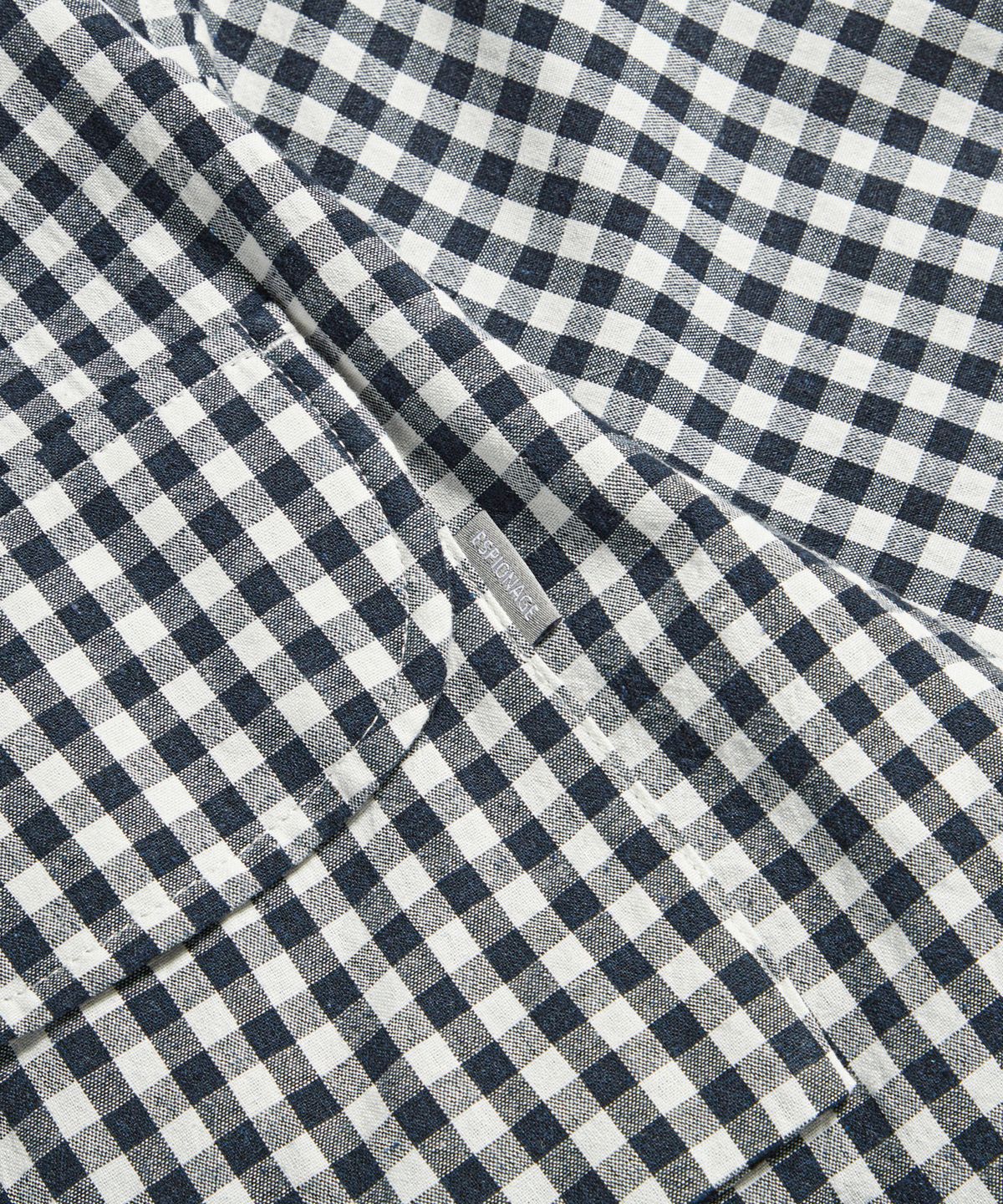 에스피오나지(ESPIONAGE) Double Pocket Gingham Shirt Navy