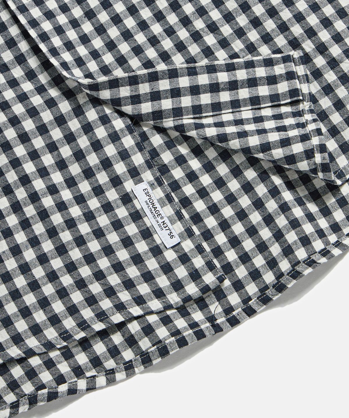 에스피오나지(ESPIONAGE) Double Pocket Gingham Shirt Navy
