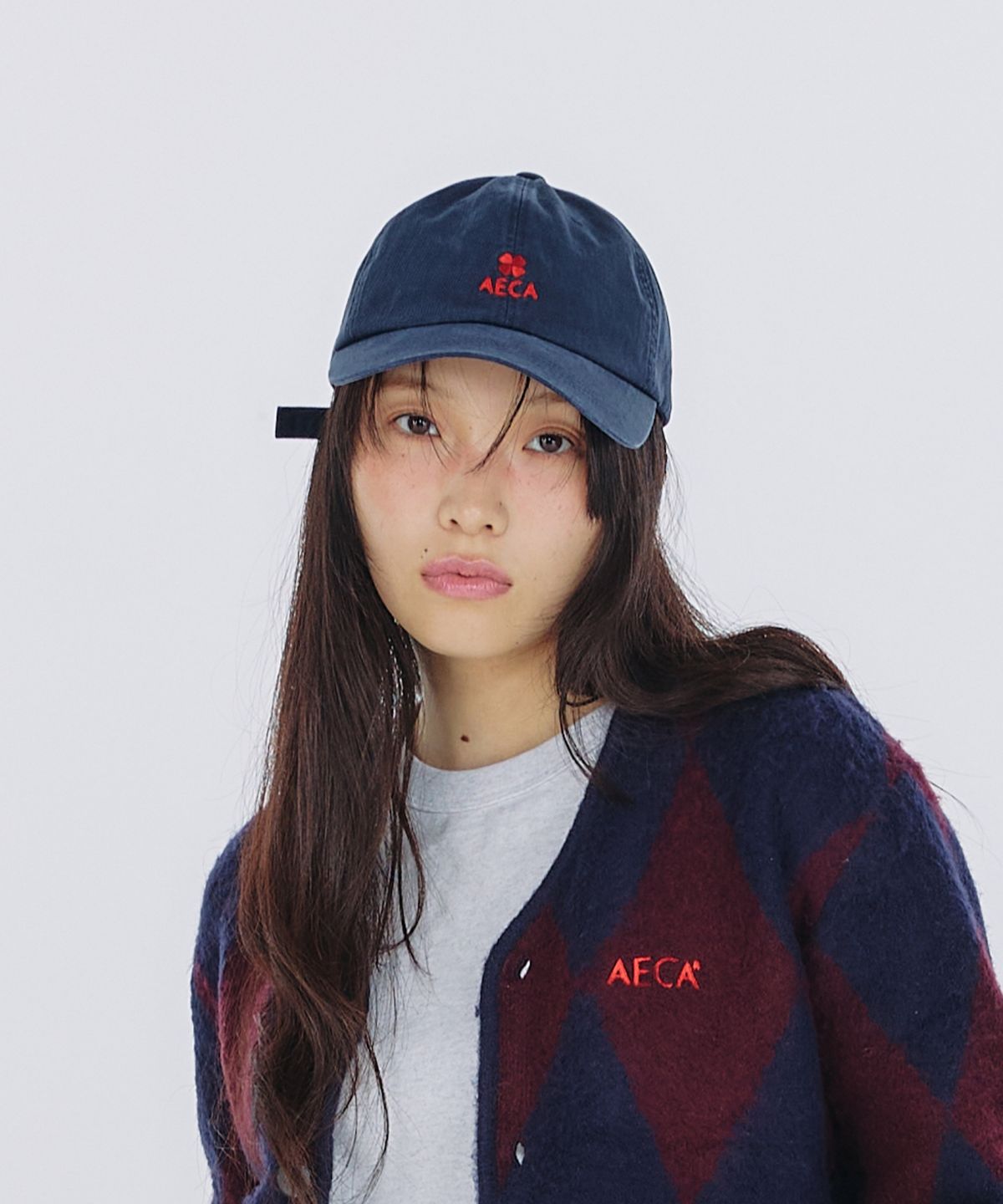 에이카화이트(AECA) AECA CLOVER LOGO CAP-NAVY