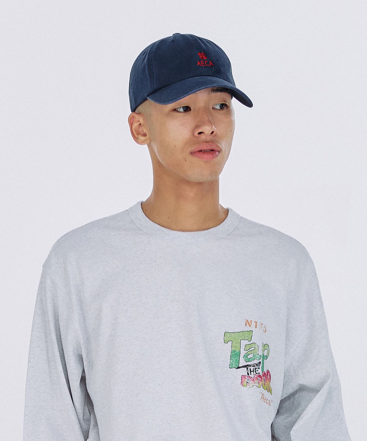 에이카화이트(AECA) AECA CLOVER LOGO CAP-NAVY