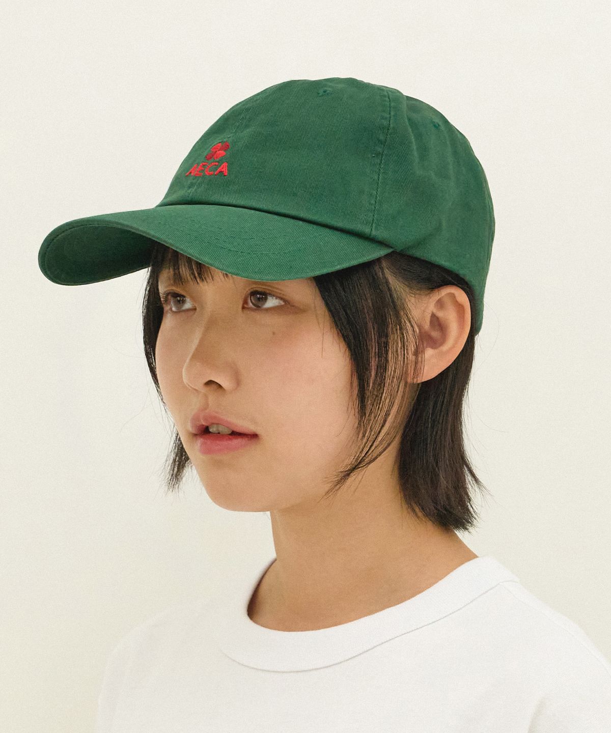 에이카화이트(AECA) AECA CLOVER LOGO CAP-GREEN