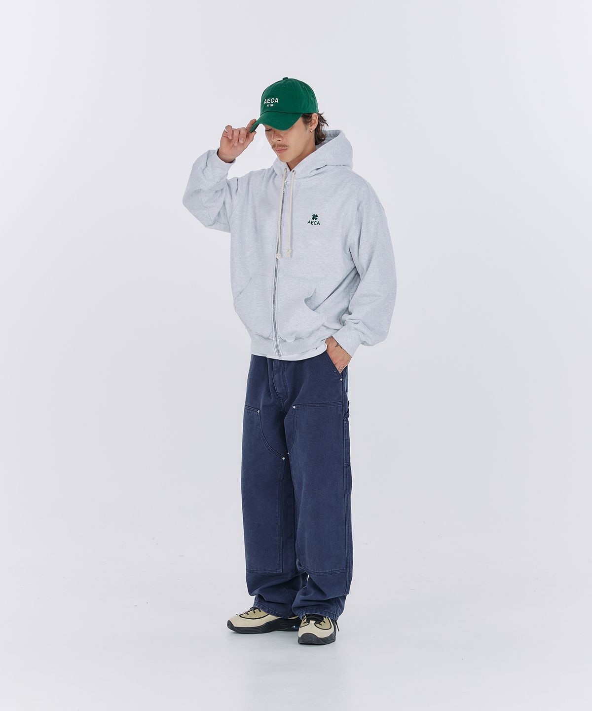 에이카화이트(AECA) EVERYDAY AECA CLOVER ZIP UP HOODIE-LIGHT GREY