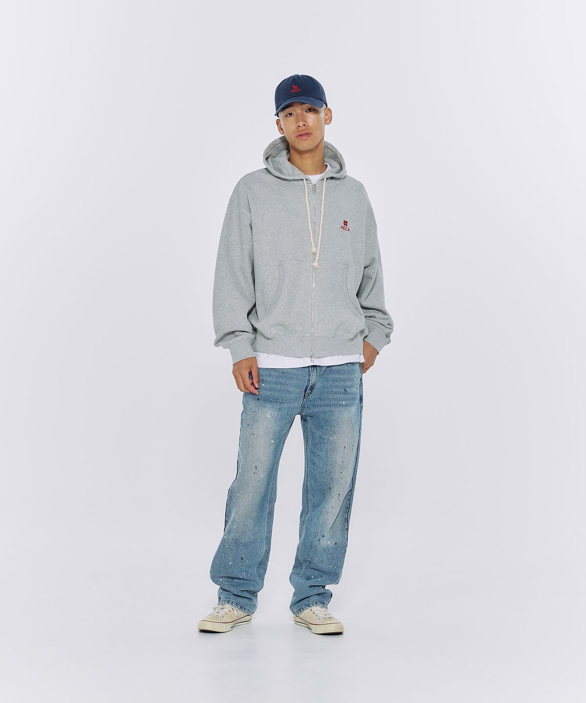 에이카화이트(AECA) EVERYDAY AECA CLOVER ZIP UP HOODIE-GREY