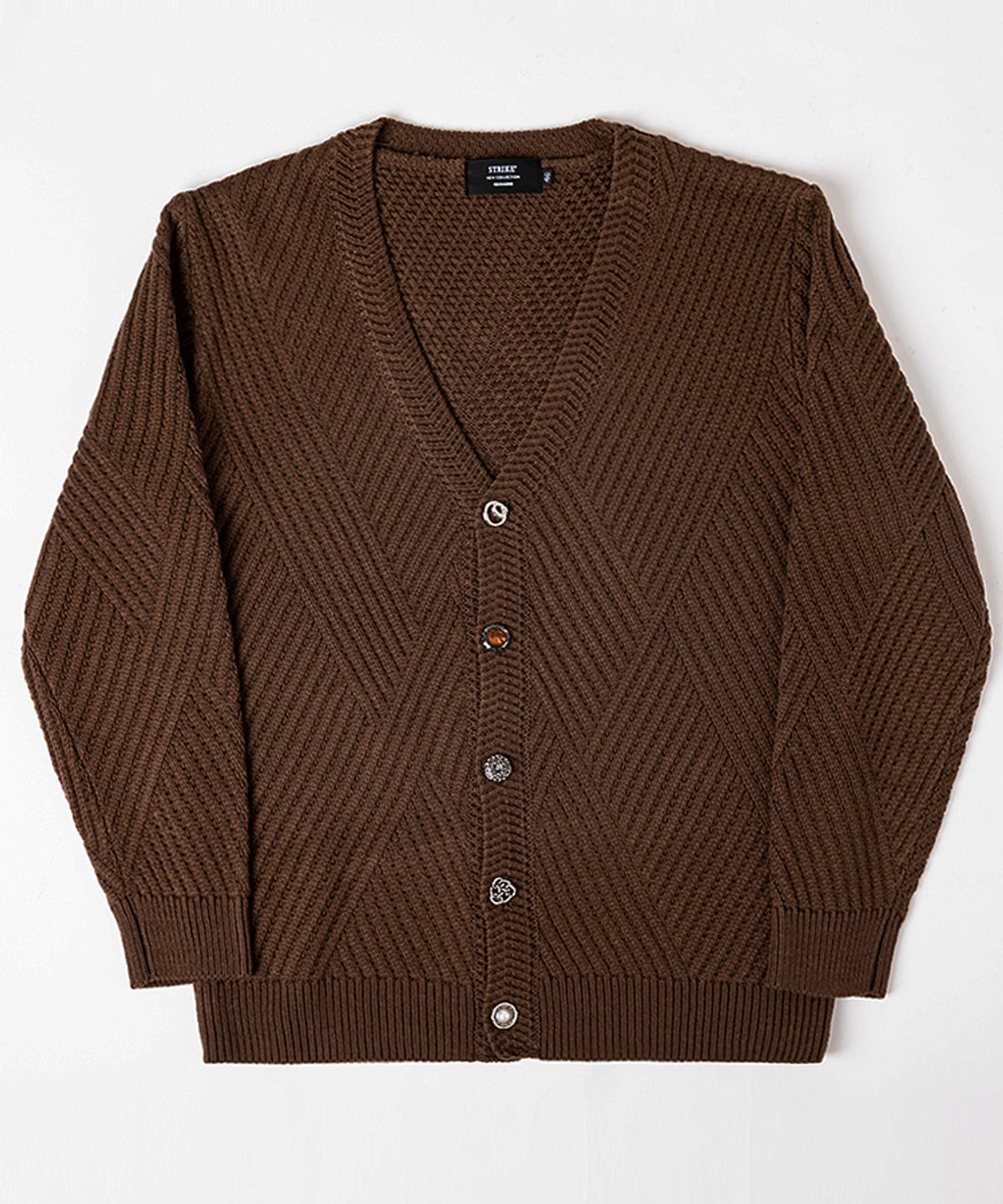 스트라이크(STRIKE) Multibutton Cardigan Knit (BROWN)