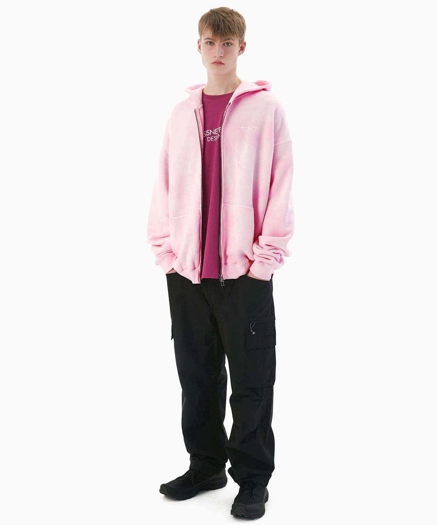 【THISISNEVERTHAT】Hooded Zip Up Sweater Pink MUSINSA | thisisneverthat® Uneven Dyed Zip Hoodie Pink