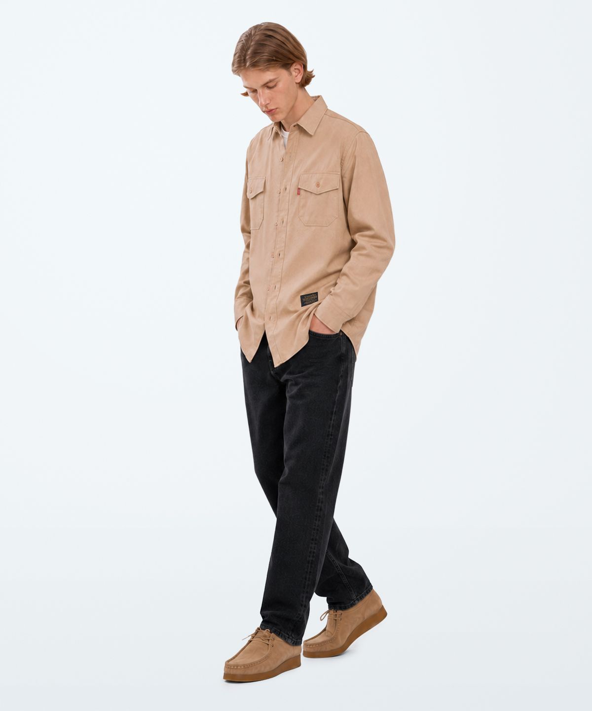 언더에어(UNDERAIR) COTTON WORK SHIRTS - BEIGE