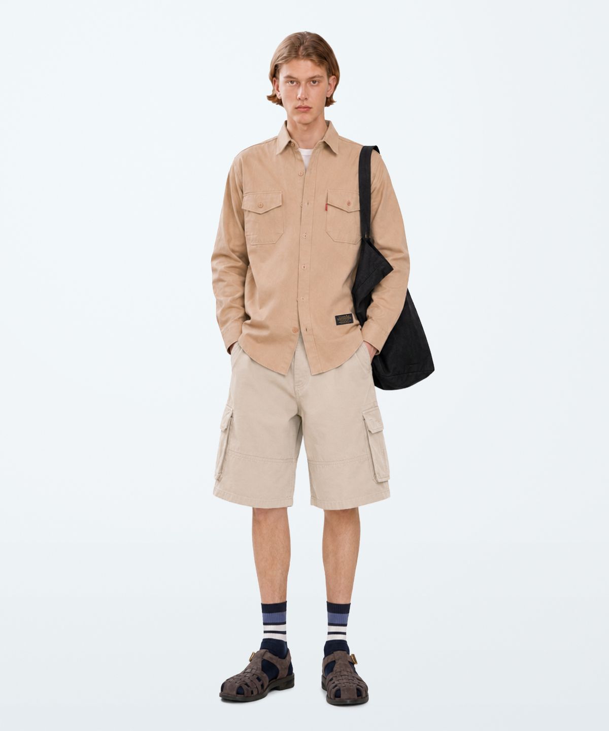 언더에어(UNDERAIR) COTTON WORK SHIRTS - BEIGE